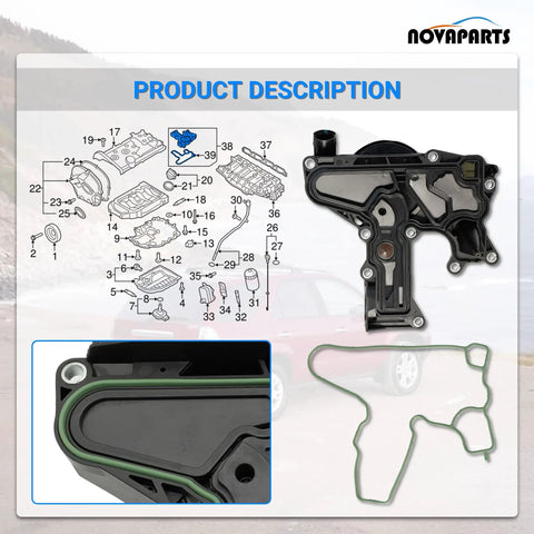 Diagram and components of PCV Valve Oil Separator Crankcase Vent Valve Kit With Gasket And O Ring Seal For Audi 2012 2018 A4 A5 A6 Q5 Q3