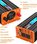 1100 Watt Pure Sine Wave Inverter For RV And Off Grid Power Converts 12V DC To 110 And 120 VAC With 2 AC Outlets Dual USB Ports