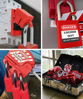 OSHA Compliant Lockout Tagout Kit With Clamp On Circuit Breaker Locks Hasps Safety Padlocks Universal Multi Pole Breaker Locks Lockout Tags And Nylon Ties In Pro Grade Portable Stainless Steel Box
