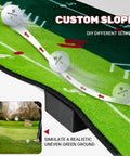 Golf Putting Mat With Alignment Mirror, Two Speed Practice Mat showcasing custom slope feature for realistic green practice
