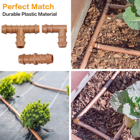 Drip Irrigation Fittings Kit For One Half Inch Tubing, 20 Pieces With Couplings, Tees, Elbows in garden setup