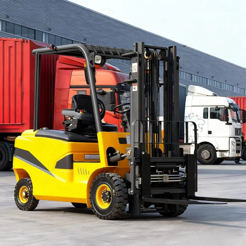 Heavy Duty Industrial Electric Forklift With Precision Steering, 4-Way Counterbalance Pallet Stacker in yellow, perfect for warehouse loading.