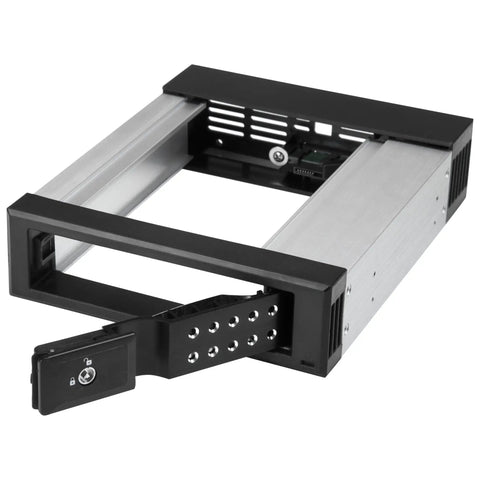 Trayless 5.25 Inch To 3.5 Inch Drive Bay For SATA And SAS HDDs And SSDs Aluminum Enclosure Hot Swap Ready front view
