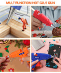 Colorful Mini Hot Glue Gun Kit 12-Piece Set All In One Color Coded Tools 20W Anti-Drip Kid Friendly in use on project materials