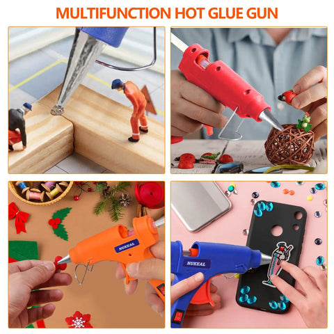 Colorful Mini Hot Glue Gun Kit 12-Piece Set All In One Color Coded Tools 20W Anti-Drip Kid Friendly in use on project materials