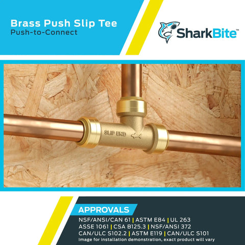 2 Inch Slip Tee Push To Connect Brass Plumbing Fitting For Copper And CPVC Installed In Wall Application