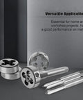 Heavy Duty Metric Tap and Die Set M2 to M18 With Case and Full Accessories, showing taps and dies on a gray surface.
