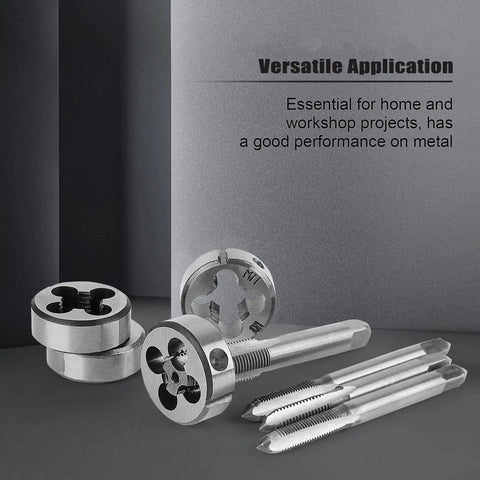 Heavy Duty Metric Tap and Die Set M2 to M18 With Case and Full Accessories, showing taps and dies on a gray surface.