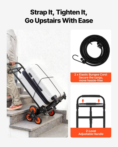 Stair Climbing Dolly With Telescoping Handle 460 Lb Capacity Heavy Duty Folding Trolley Cart For Stairs And Flat Surfaces in action