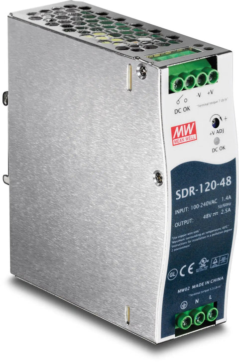 Rock Solid 5 Port Industrial Fast Ethernet Switch Packing 4 PoE Plus Ports And One Uplink Channel With 90 Watt Budget Power Supply.