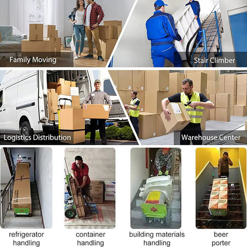 Must-Have Heavy Duty Electric Hand Truck Stair Climber Cart With Removable Battery And Telescopic Handle For Lifting Heavy Loads Up To 400kg On Stairs And Rough Terrain Without Breaking A Sweat Or Back during family moving and logistics distribution.