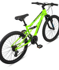 Status 24 Inch Kids Mountain Bike With 21 Speeds, Aluminum Full Suspension Frame, Steel Rear Triangle, Knobby Tires