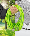 Heavy Duty Indoor Outdoor Extension Cord 50 Ft 14/3 AWG SJTW With Lighted Plug, shown in sunlight and snow
