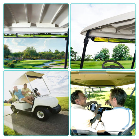 4 Panel Dope Wide Angle Rear View Mirror For Golf Carts Universal Fit For Yamaha Club Car EZGO with Adjustable Brackets