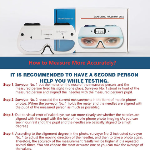 PD Meter Pupil Distance Ruler Pupilometer With Memory Function For Easy At Home Eye Checks And Glasses Fit No Brainer PD Readings CE Certified Optical Tool box and instructions