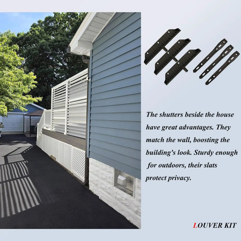 Louver Bracket Kit For Deck Sunblind And Window Shutter Hardware, Complete Set Up To 22 Boards 48 Inch Black Outdoor Privacy Wall Pergola Roof Shading System 2 Pack Patio Ready For Any Outdoor Space
