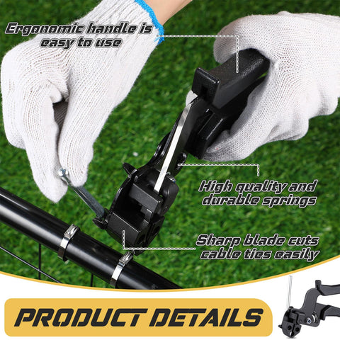 Stainless Steel Cable Tie Gun Kit With 150 Zip Ties 50 of Each Size 6 8 And 11.8 Inch Includes Cutter and 3 Pairs Gloves usage