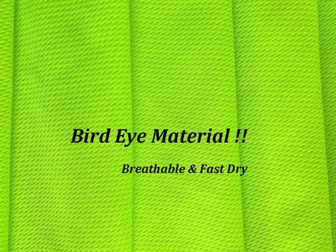 Close-up of neon yellow birdseye polyester fabric for Hi Viz Hooded Long Sleeve Safety Work Shirt 2 Pack Neon Yellow