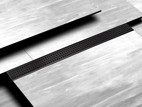36 Inch Linear Shower Drain Venetian Bronze With Removable Quadrato Grate, Stainless Steel Shower Floor Drain For Modern Bathrooms
