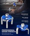 Two Piece Oil Filter Wrench Set With Adjustable Jaw For 2.5-4 Inch And 2.7-5.1 Inch Filters, showing durable construction and grip