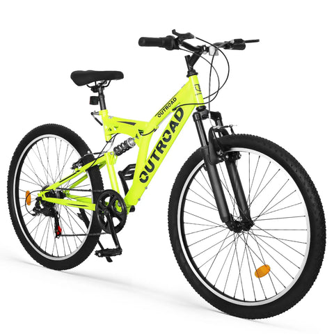 26 Inch Mountain Bike For Men And Women Of All Ages With 7 Speed Drivetrain, Aviation Grade High Carbon Steel Frame, side view