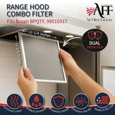 Combo Range Hood Filter With Grease Mesh And Charcoal Carbon In Aluminum Frame Replacement For Various Models demonstration