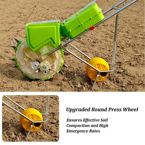All In One Garden Push Seeder With Wheel Dual Hopper Seed Sower And Fertilizer Applicator Stainless Steel Nozzle