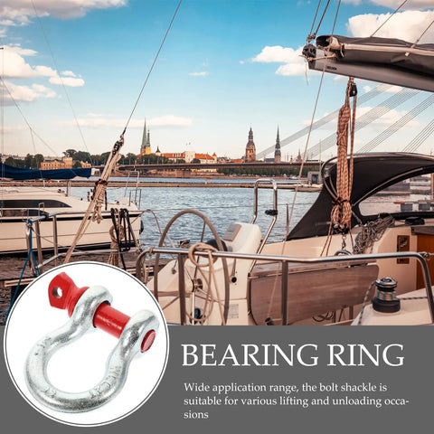 One Half Inch Galvanized Screw Pin Anchor Shackle Two Ton Kickass Lifting Rig For Trucks Built Strong With Zero Drama Off Road Tow Hook Mount Industrial Hardware Kit in marina setting.