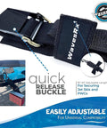 4 Pack Transom Tie Down Straps For Boat Trailer, 24 Inch Adjustable Tie Downs For PWC And Pontoon, close-up of quick release buckle