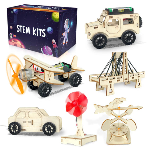 24 Pack STEM Kits For Kids Classroom Hands On Science Projects And 3D Wooden Model Builds With 6 Designs And 4 Of Each