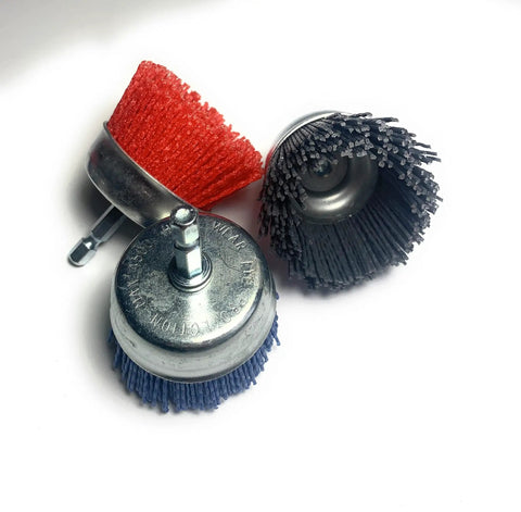 12 Pack Nylon Filament Abrasive Brush Drill Wheel And Cup Brush Set With One Quarter Inch Shank for surface prep