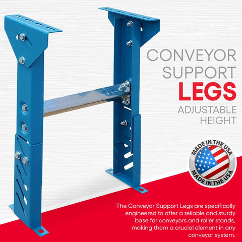Rock Solid Heavy Duty Adjustable Conveyor Support Legs One Pack Tough As Nails Pro Grade For Eighteen Inch Wide Gravity Roller And Skatewheel Shop Upgrade Kit