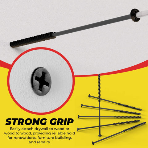 Size Ten Coarse Thread Drywall Screw With Sharp Point And Phillips Drive Two Bugle Head Black 6 Inch 1 Lb Pack Pro Grade