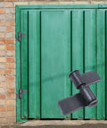 Weldable Lift Off Hinges 4 2/3 Inch By 3 3/7 Inch Heavy Duty Weld Carbon Steel Lift Off Flag Hinges on green exterior door