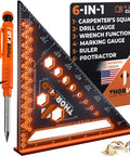 Image of Six In One Carpenter Square Seven Inch T Square for Fast Woodworking featuring wrench, protractor, ruler and marking gauge