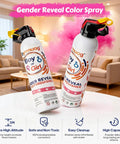 Epic Gender Reveal Fire Extinguisher 2 Pack Color Powder Blaster With Biodegradable Smoke For Baby Shower Party Supplies And Big Blowouts That Shoots Over Ten Feet For Hella Awesome Straight Up Celebrations against a pink smoke backdrop.