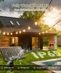 52 Ft Solar String Lights With Remote And USB Port Waterproof Patio Lights 16 Plus 1 Shatterproof LEDs in backyard