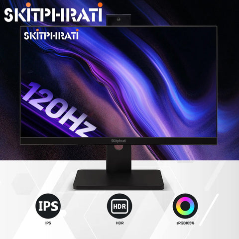 Frameless 23.8 Inch Business Webcam Monitor With 1080p IPS Display 120Hz Refresh Rate Built In 3MP Webcam Mic Array And Stereo Speakers