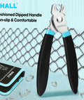 Pro Grade Hog Ring Pliers Kit With 600 Galvanized Rings in 3/8, 1/2, and 3/4 Inch for upholstery, fencing, pet cages, showing pliers and rings.