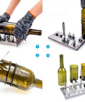 Glass Bottle Cutter Upgraded Tool Kit for cutting wine, beer bottles with 5 support wheels, diamond carbide blades, stainless steel base.