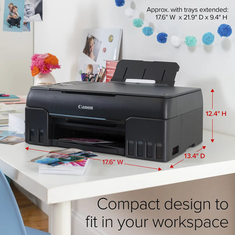 Wireless MegaTank Photo All In One Printer With Alexa Compatibility Smart Reorders Ink Refill No Fuss Print Copy Scan Black Finish