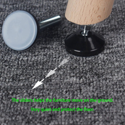 Furniture Leveler Swivel Feet With PTFE Bottom 35mm Base And 5/16-18 Threaded Shank Leveling Pads on carpet