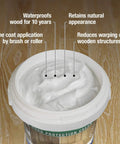 Open container of One Coat Wood Sealer Cream Clear One And A Half Gallon Outdoor Treatment That Weatherproofs For 10 Years
