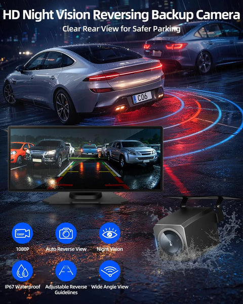 Car using HD night vision reversing backup camera display, part of 11.5 Inch Wireless Apple CarPlay Screen For Cars With Android Auto