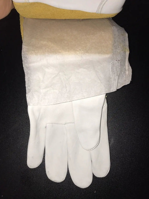 Top Grain Goatskin TIG Welding Glove With Glide Patch For Smooth Movement And Dexterity, Pro Grade Reinforced Thumb, Pearl White