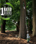 Cordless Pole Saw for Tree Trimming With Telescopic Reach and LED Cut Line Indicator in outdoor setting, Model PS1000