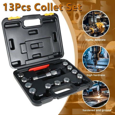 ER32 Collet Chuck Holder Set With 11 Collets 1/8 To 3/4 Inch And Wrench, CNC tool kit in hard case