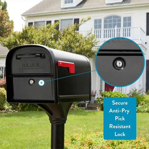Oasis 360 Locking Parcel Mailbox Extra Large Built Tough Heavy Duty Galvanized Steel With Black Powder Coat Finish Post Mounted