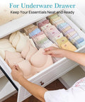 12 Pack Clear Drawer Dividers For Clothes 4 Inch Tall Expandable Dresser Organizers With Silicone Buffer Strips in underwear drawer.
