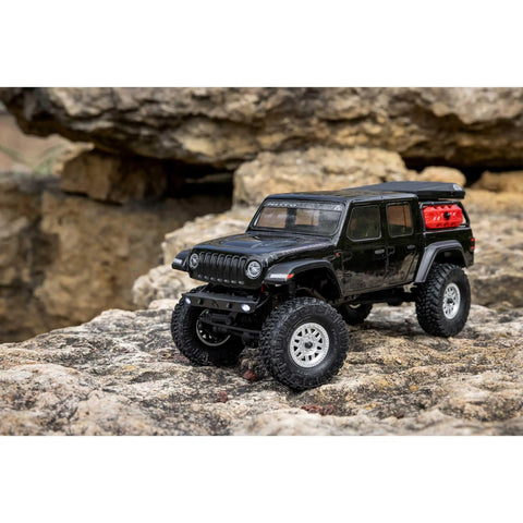SCX24 Jeep Gladiator One Twenty Fourth Scale 4x4 Rock Crawler on rocky terrain